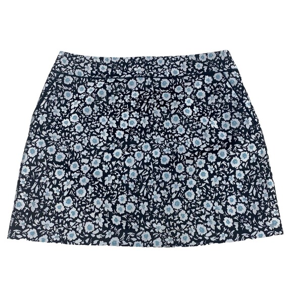 LOFT Dresses & Skirts - Ann Taylor LOFT Skirt Womens 12 Blue Floral Jacquard A-Line Pockets Spring Chic